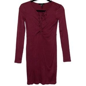 F21 Maroon Body Con Dress